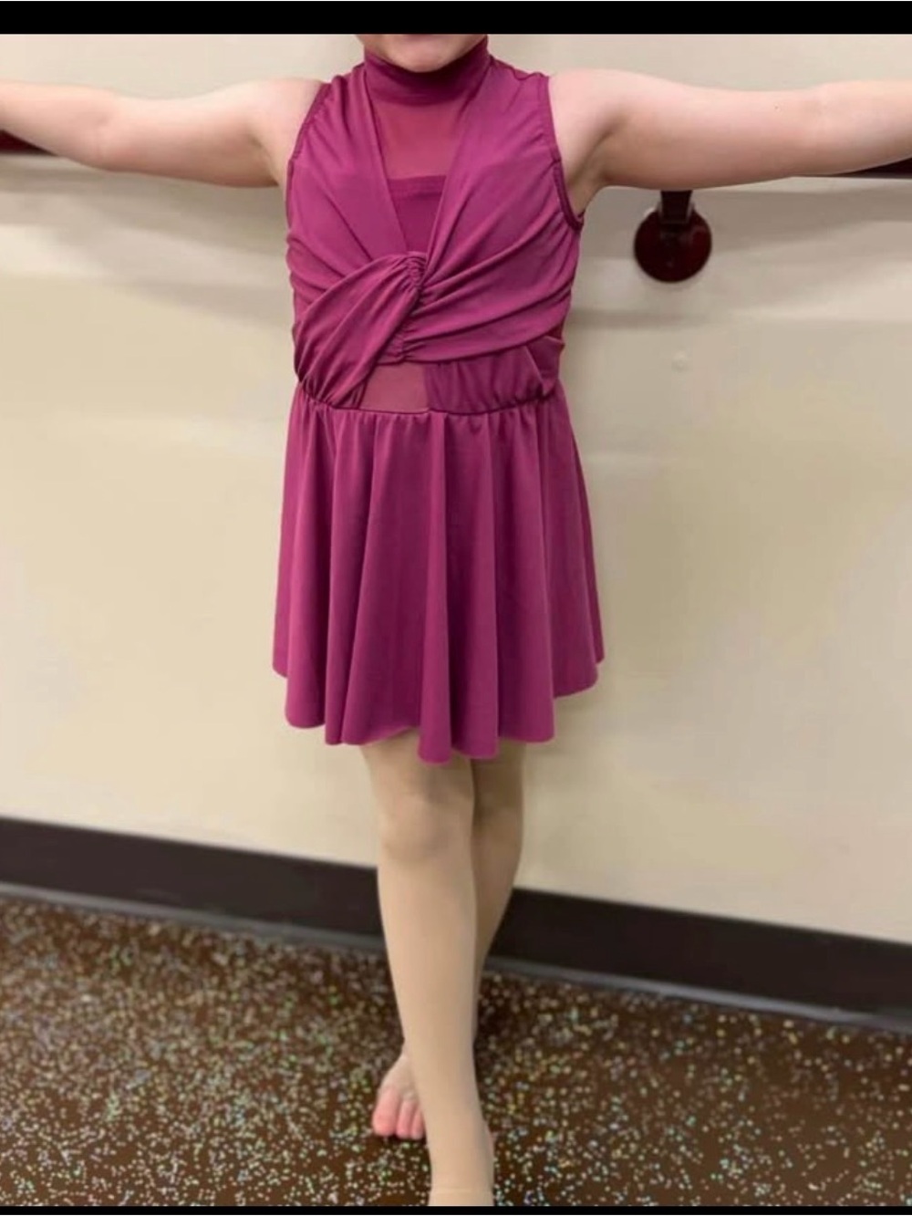 Girls' Maroon Twist Front Lyrical Dress